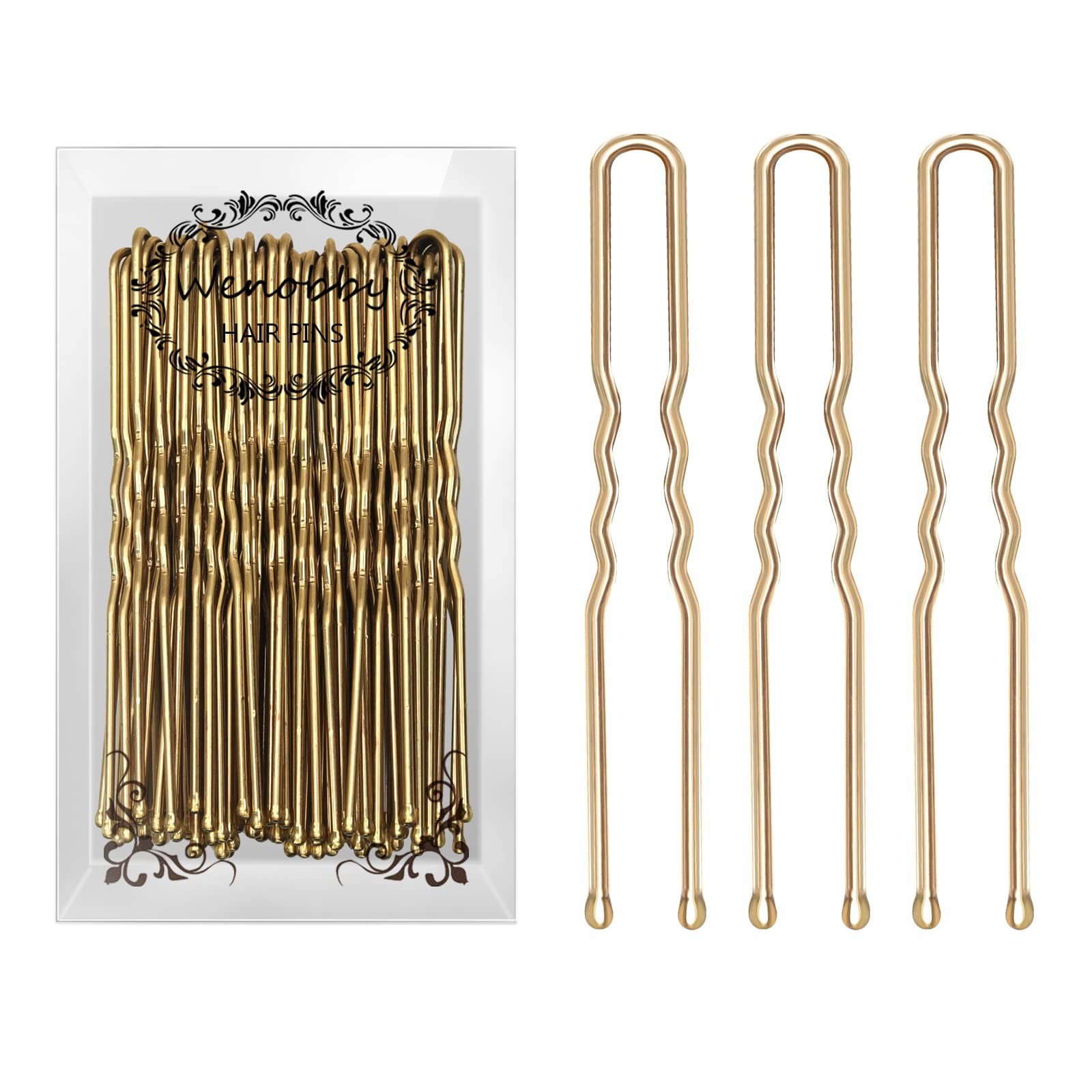 U Shaped Gold Hair Pins for Buns, 100 PCS 2.8″ 1 Count (Pack of 100), Blonde