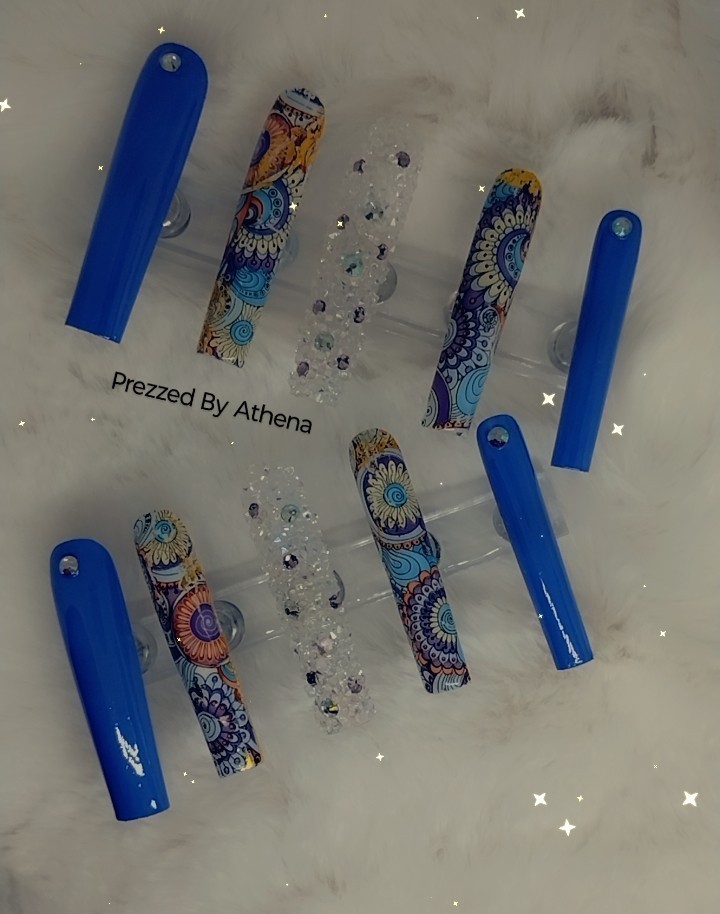 Luxury Handmade Press-On Nails I Reusable I Lavender Cute I Square Shape l 3XL
