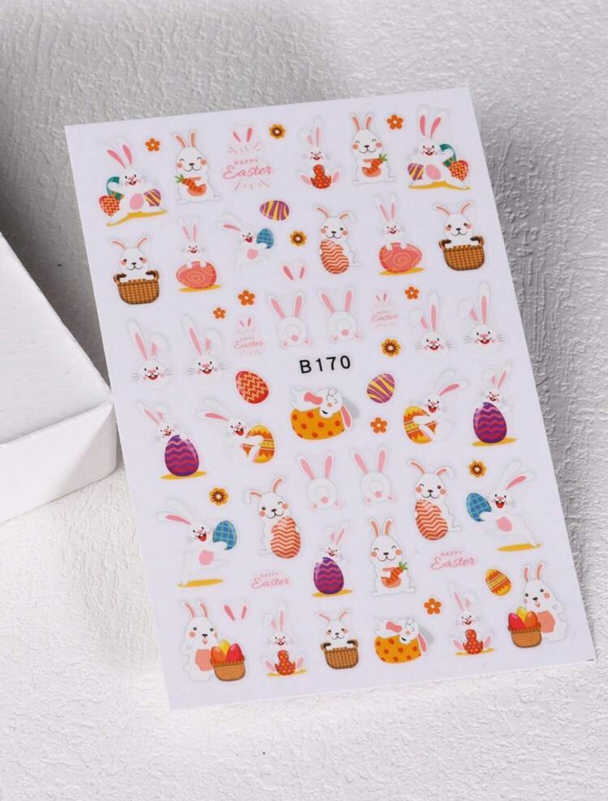 Easter Bunny Nail Art Stickers Easter Egg Transfers Cute Cartoon B168-170
