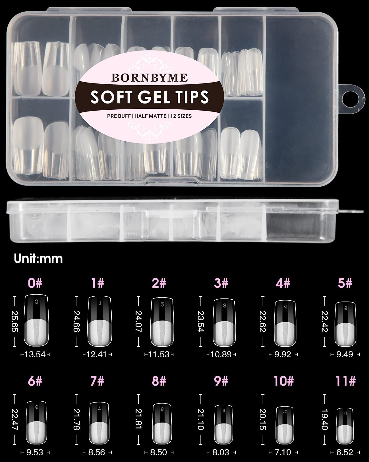Soft Gel Nail Tips Medium Square, 120PCS Pre Buff Full Cover Nail Extenison T…