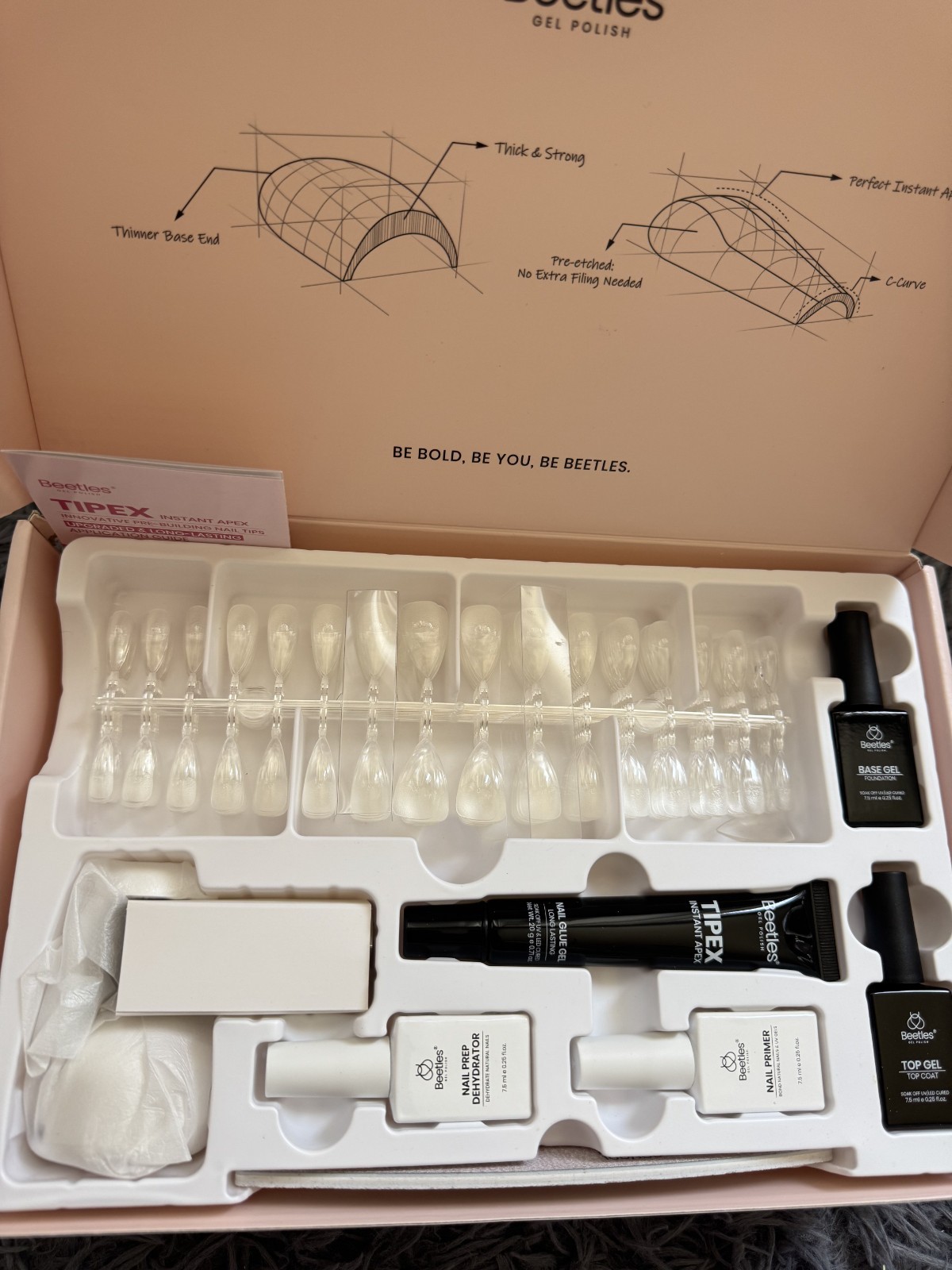 Beetles TIPEX Instant Apex Nail Tips Kit Square Medium Clear Matte 224PCS