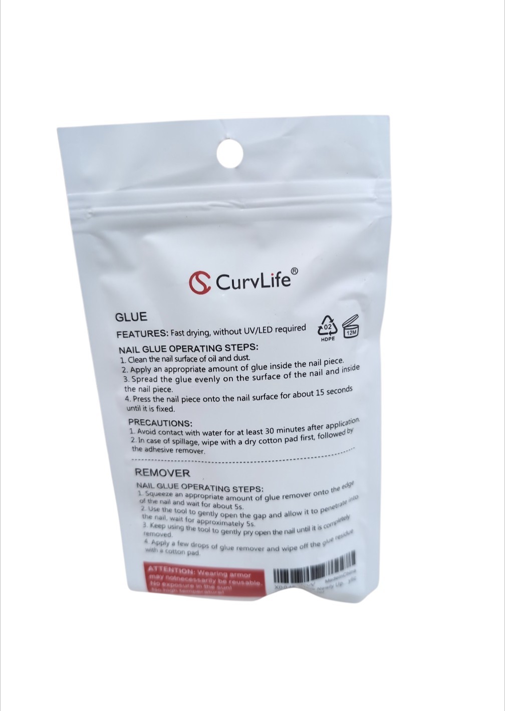 Curvlife Newly Upgraded Quick Drying 10G Semi Solid Nail Glue with 15ml Remover