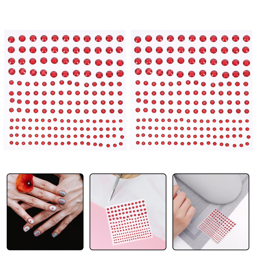 20Pcs Durable Red Acrylic Nail Stickers Self Adhesive Flatback Charms