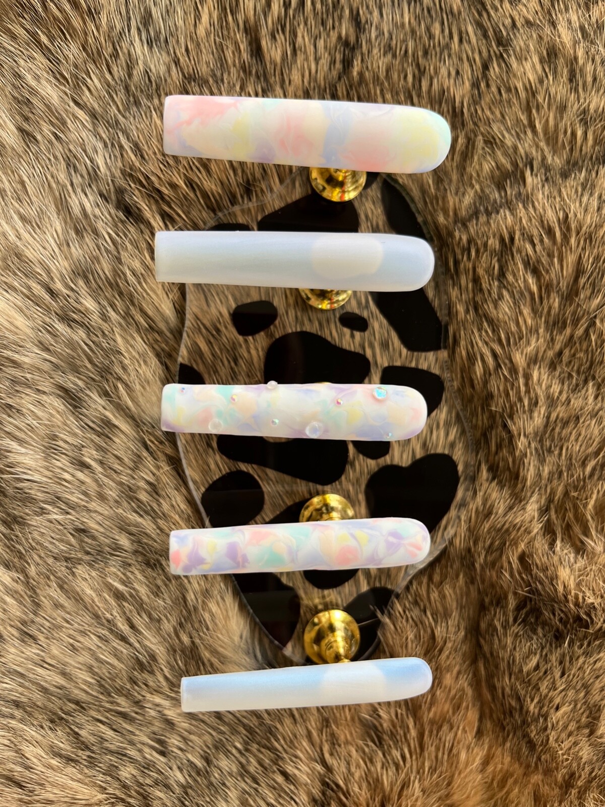 Handmade matte pastel rainbow tie-dye bubble press on nils XXL 28 count