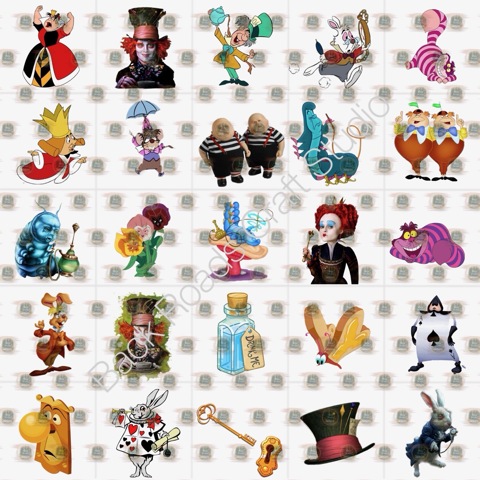 Alice In Wonderland Waterslide Finger Nail Decals Instructions (set of 50) JS
