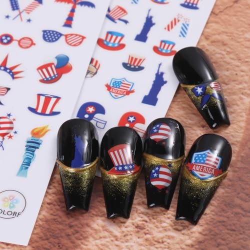 4th of July Nail Art Stickers Decals American Flag Patriotic style7
