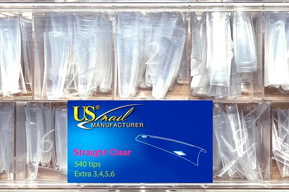 USN Nail Manufacturer – Straight Clear Nail Tips Box 540 Tips ON SALE* New shape