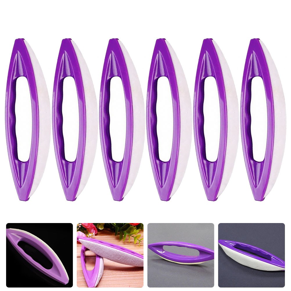 6Pcs Reusable Plastic Nail Art Tool Purple Nail Polisher for Manicure
