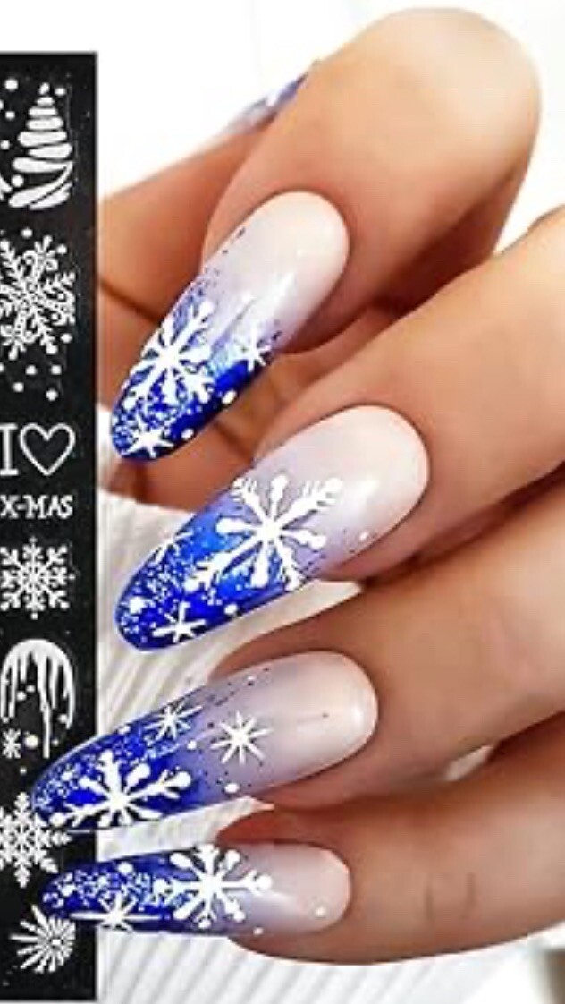 Nail Stickers Art Decal DIY Design 3D Waterproof White Snow Embossed 5D-K123