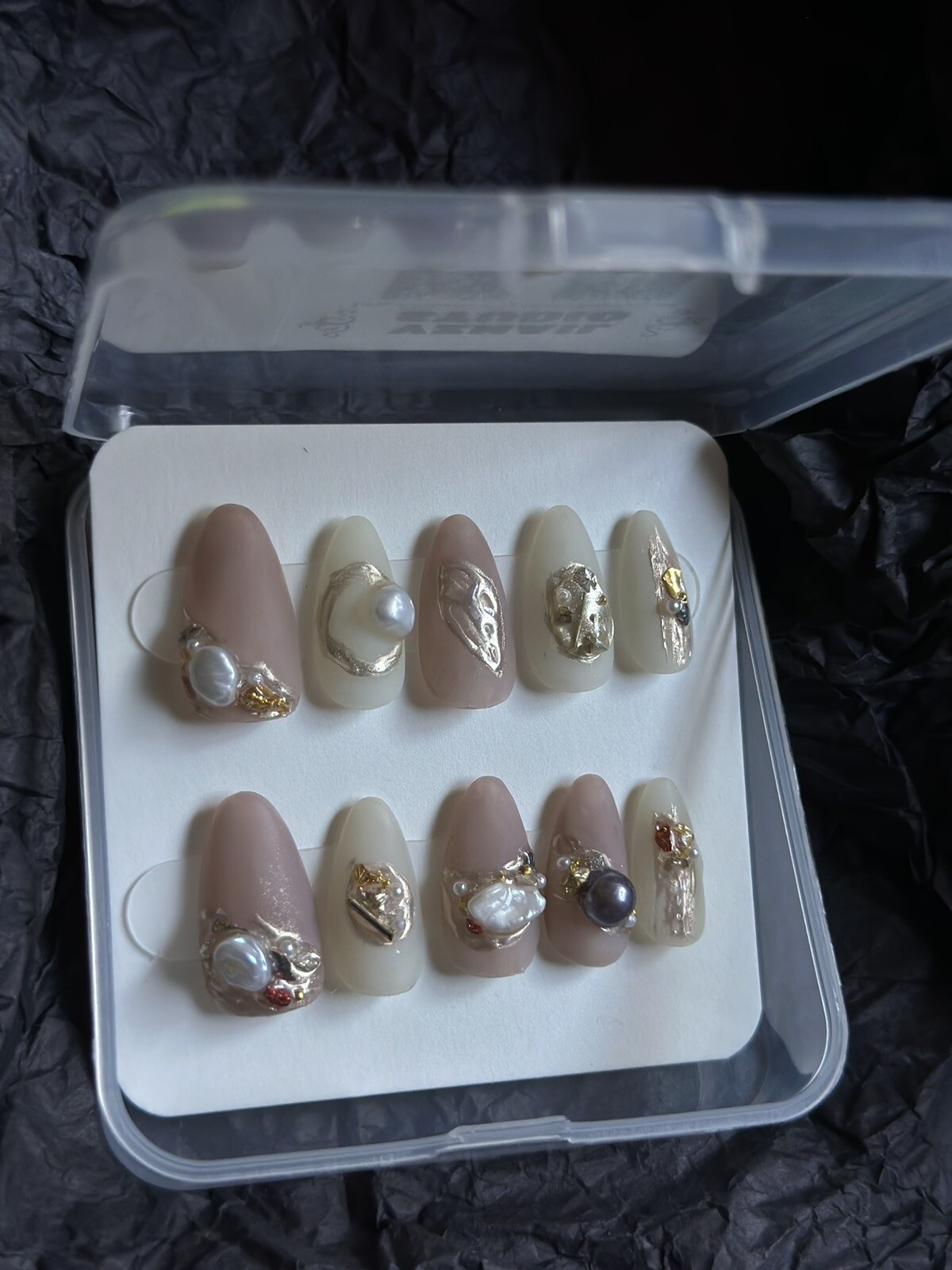 🔥CUSTOM Gel Press On False Nails set /Handmade /Medium Almond size：S