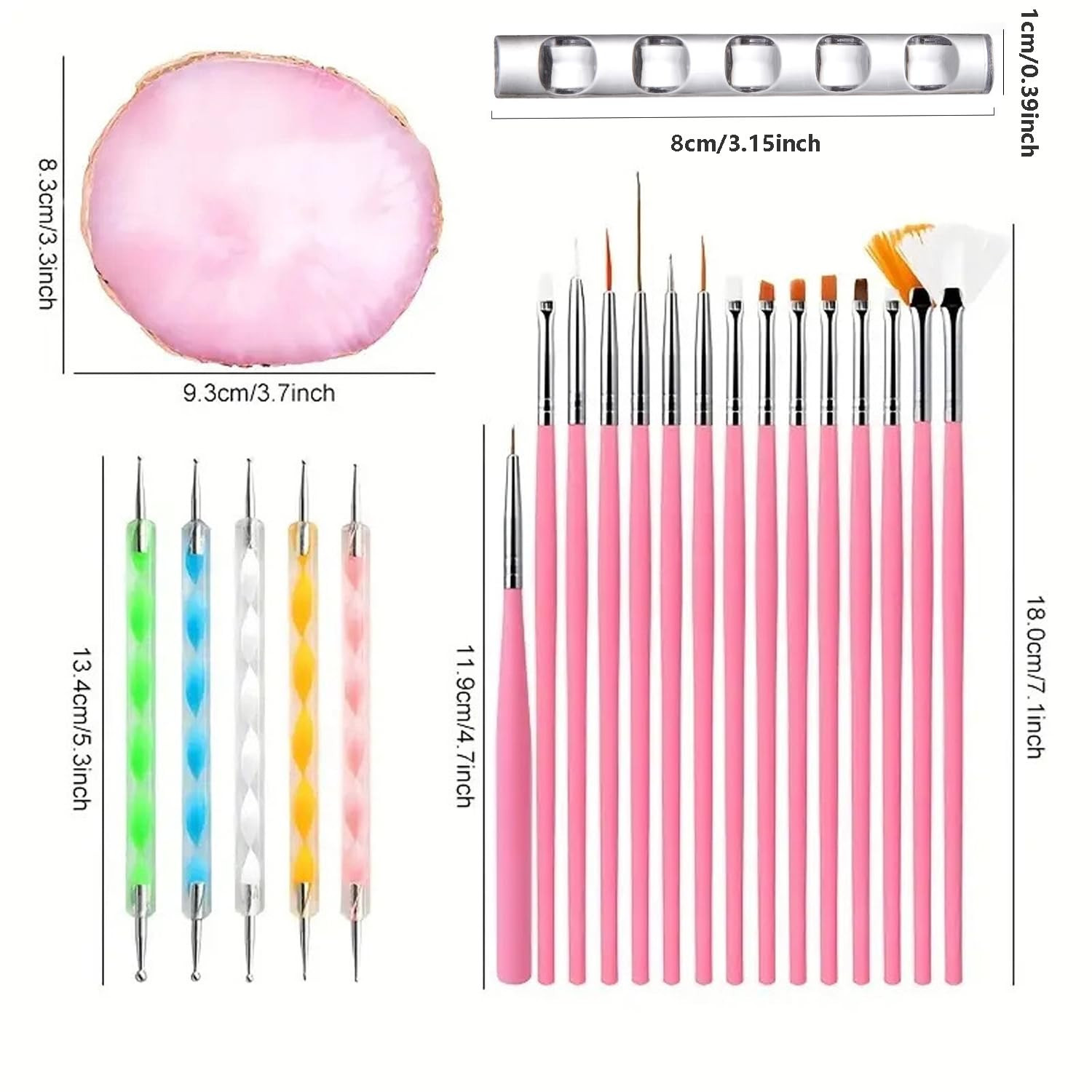 Nail Art Tools 22-Piece Set, Resin Nail Art Palette, 2-Way Acrylic Silicone Engr