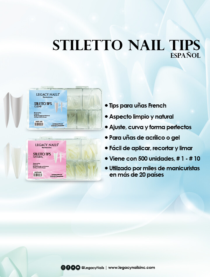 Clear Stiletto Nail Tips 500 pcs | Legacy Nails