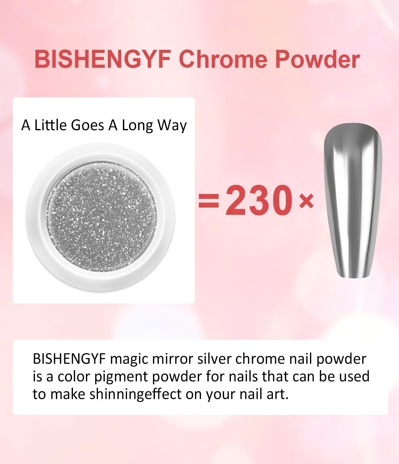 Pearl Chrome Nail Powder BISHENGYF -【Mirror Shinny Effect】 Magic Mirror Silve…