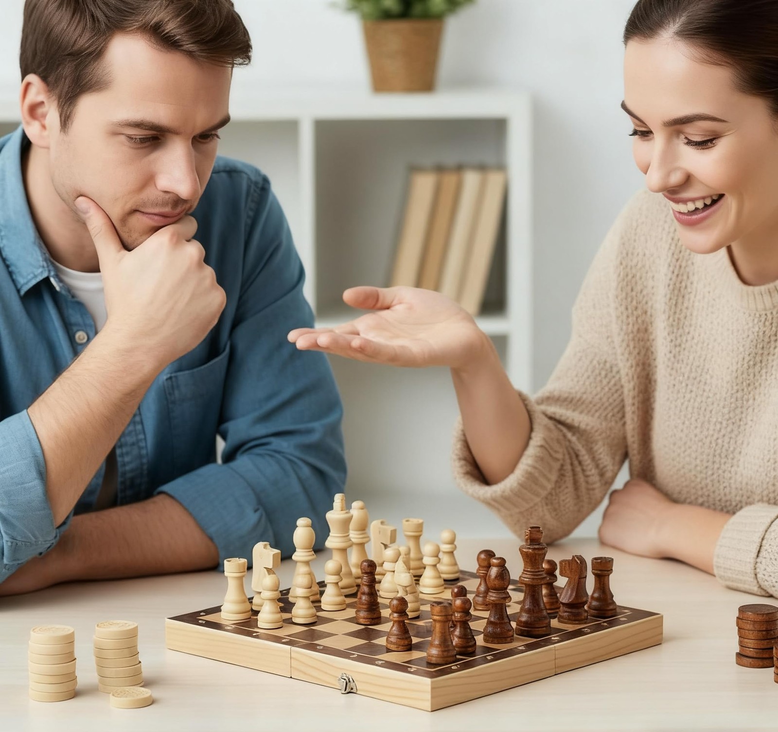 56 Pieces Wooden Checkers 3 inches, 1.4 1.06 Brown, Natural