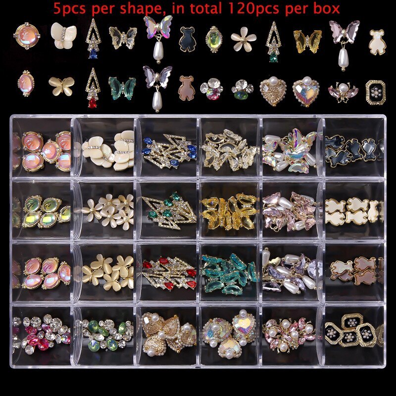 Nail Art Rhinestones Kit 3D Alloy Gems Crystal Nail Art Decorations Diamonds DIY