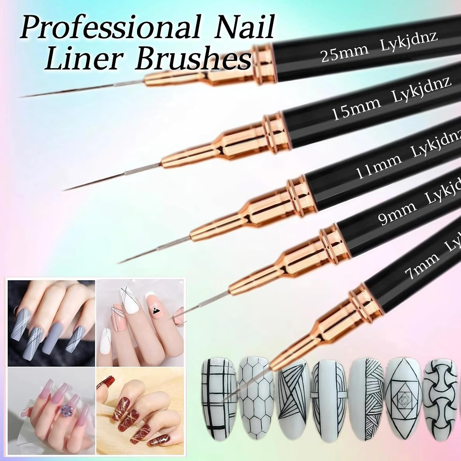 5pcs Nail Art Liner Brushes, Liner Brush For Nails Gel, Thin Nail Art Brush, Siz