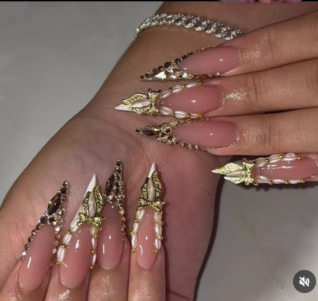 Bows For Nails Manicure Crystal Jewelry Nail Art Butterfly 6Pcs *gold*