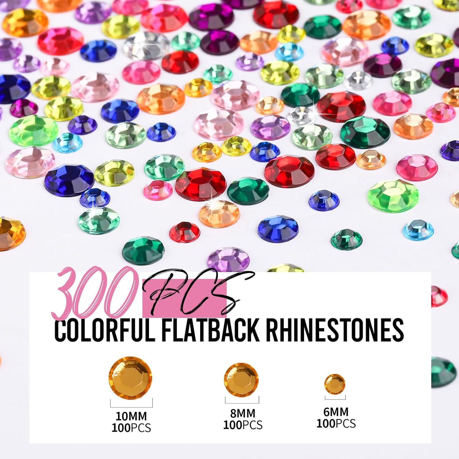 24000Pcs Silver Rhinestone Kit, Resin Rhinestones for Crafting, Multi-Colored Fl