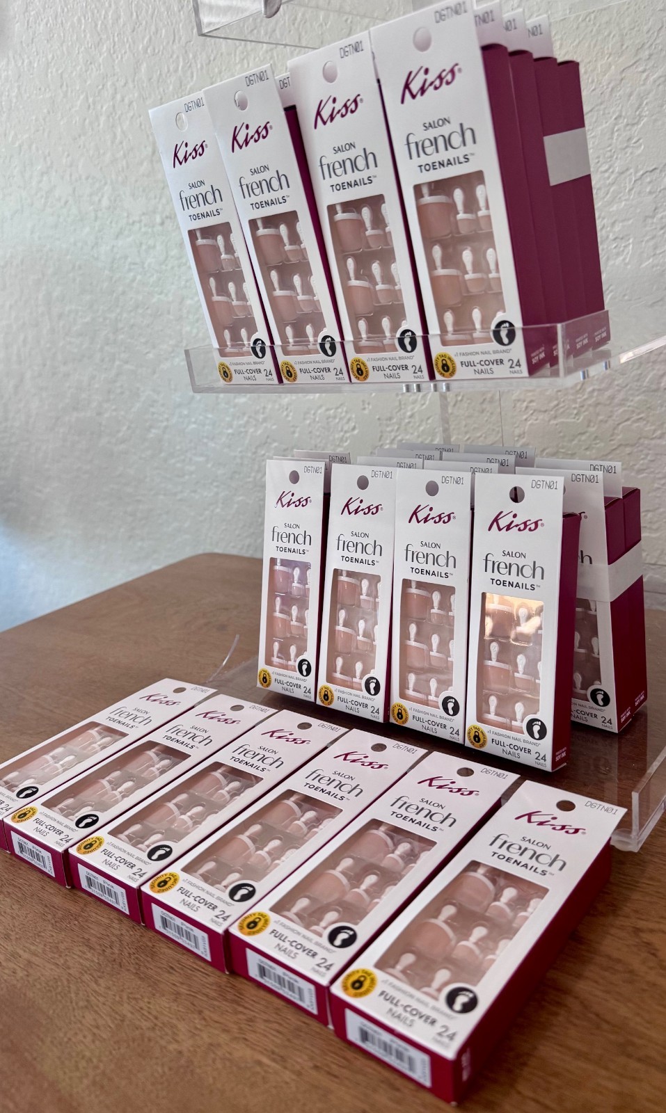Kiss Salon French Toenails Full Cover 24 Glue-On Toe Nails DGTN01 Lot of 36!!!