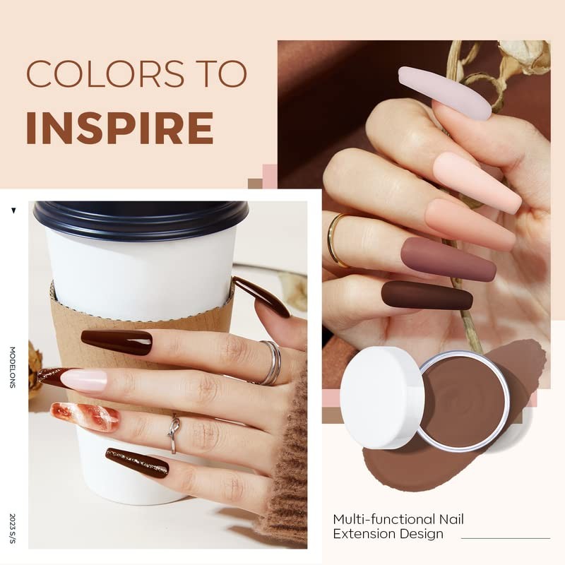 Acrylic Powder 6 Colors Acrylic Nail Powder Kit Skin Tones Brown Neutral Milk…