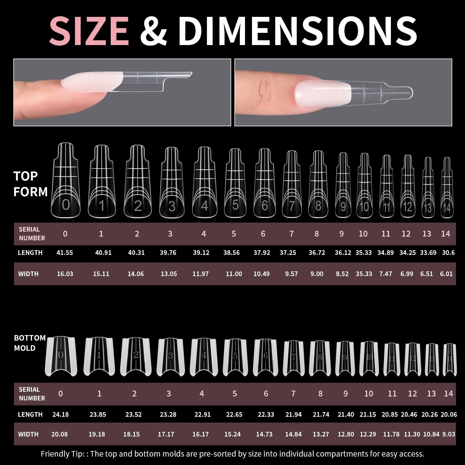 Dual Nail Forms for Builder & Poly Nail Gel Extensions, 280 PCS, Long Coffin Mol