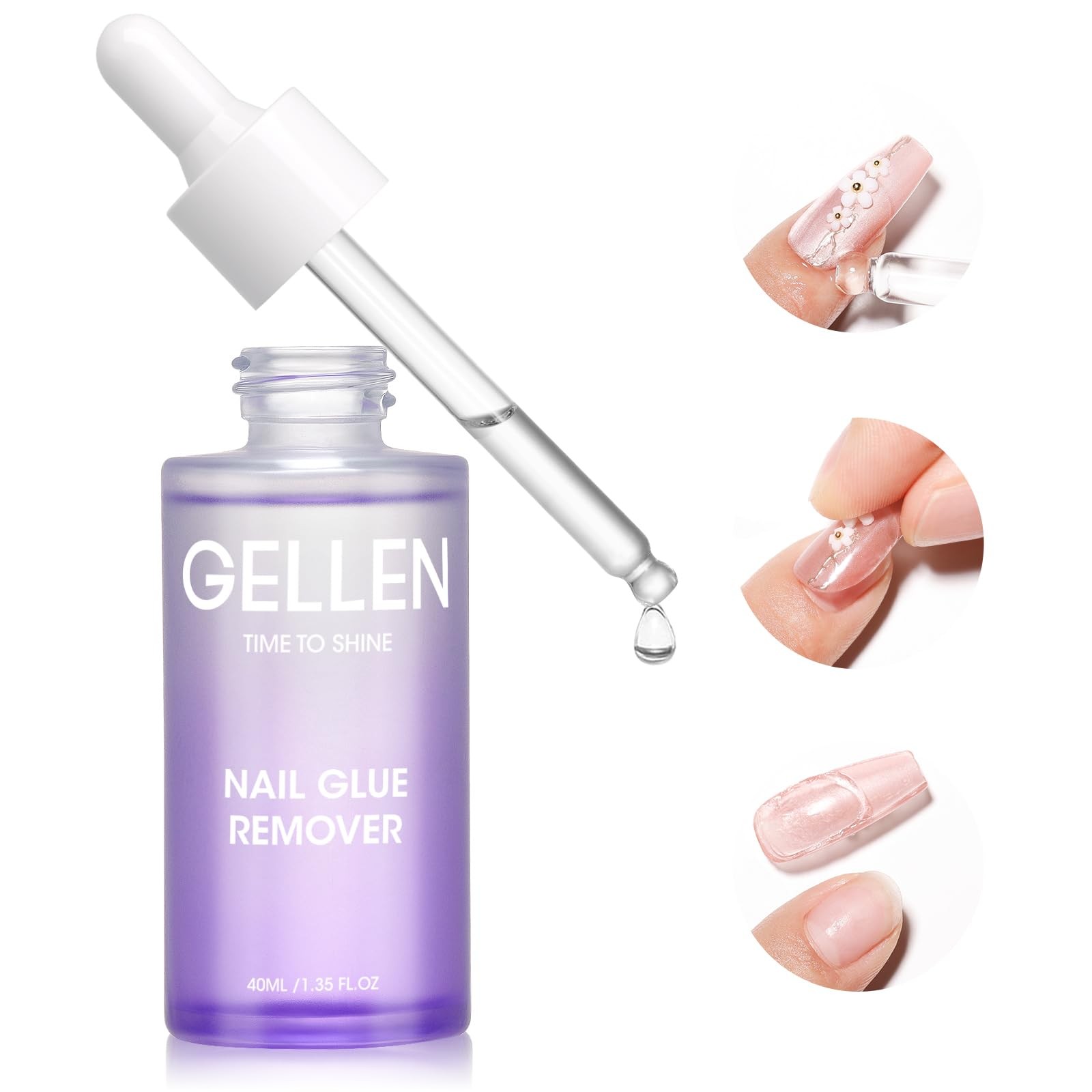 Nail Glue Remover for Press on Nails, 40ML UV Glue Remover, Non-Acetone Gentl…