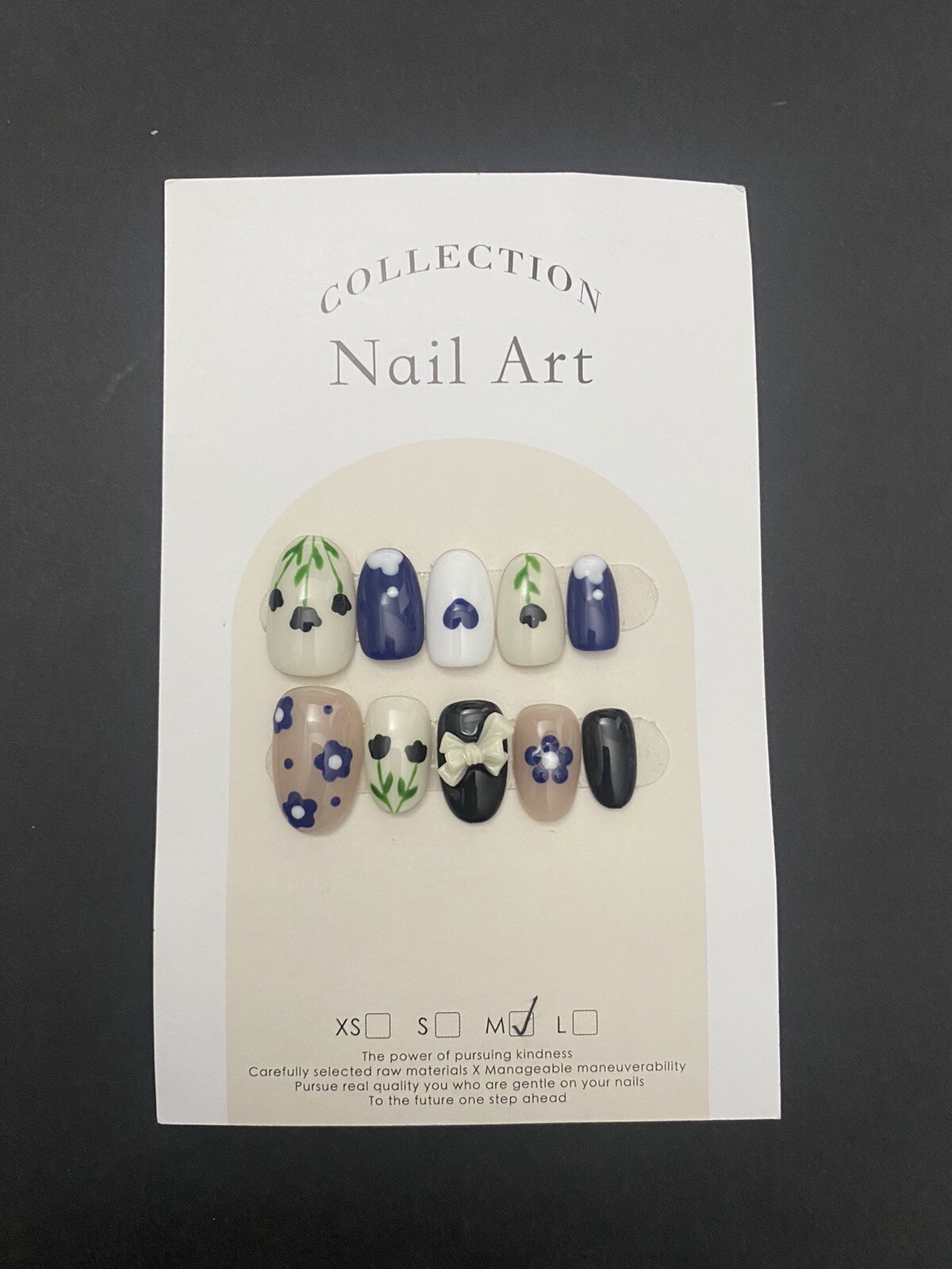 Hand Draw Flower Handmade press on nails-10 pcs-Medium-multicolor flower