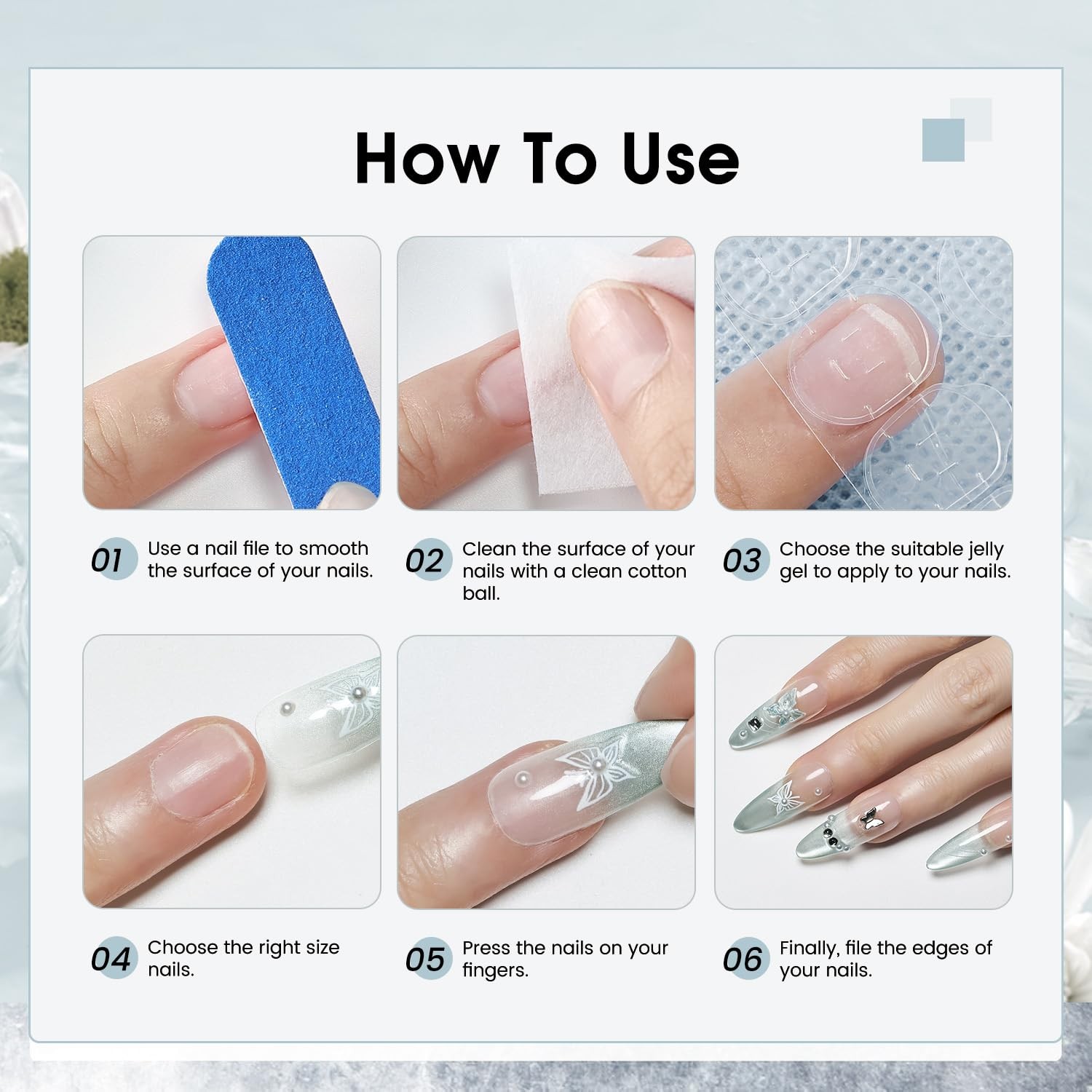 Press on Nails Butterfly Almond Shape Cat Eye Handmade 3D Fake Nail Tips Reus…