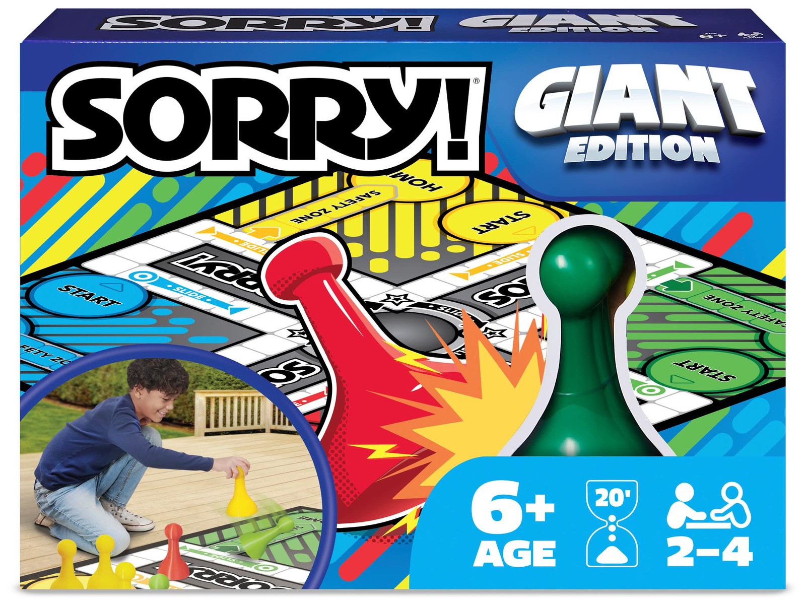 Giant Sorry Classic Family Board Game Indoor Outdoor One Size, Multi Color