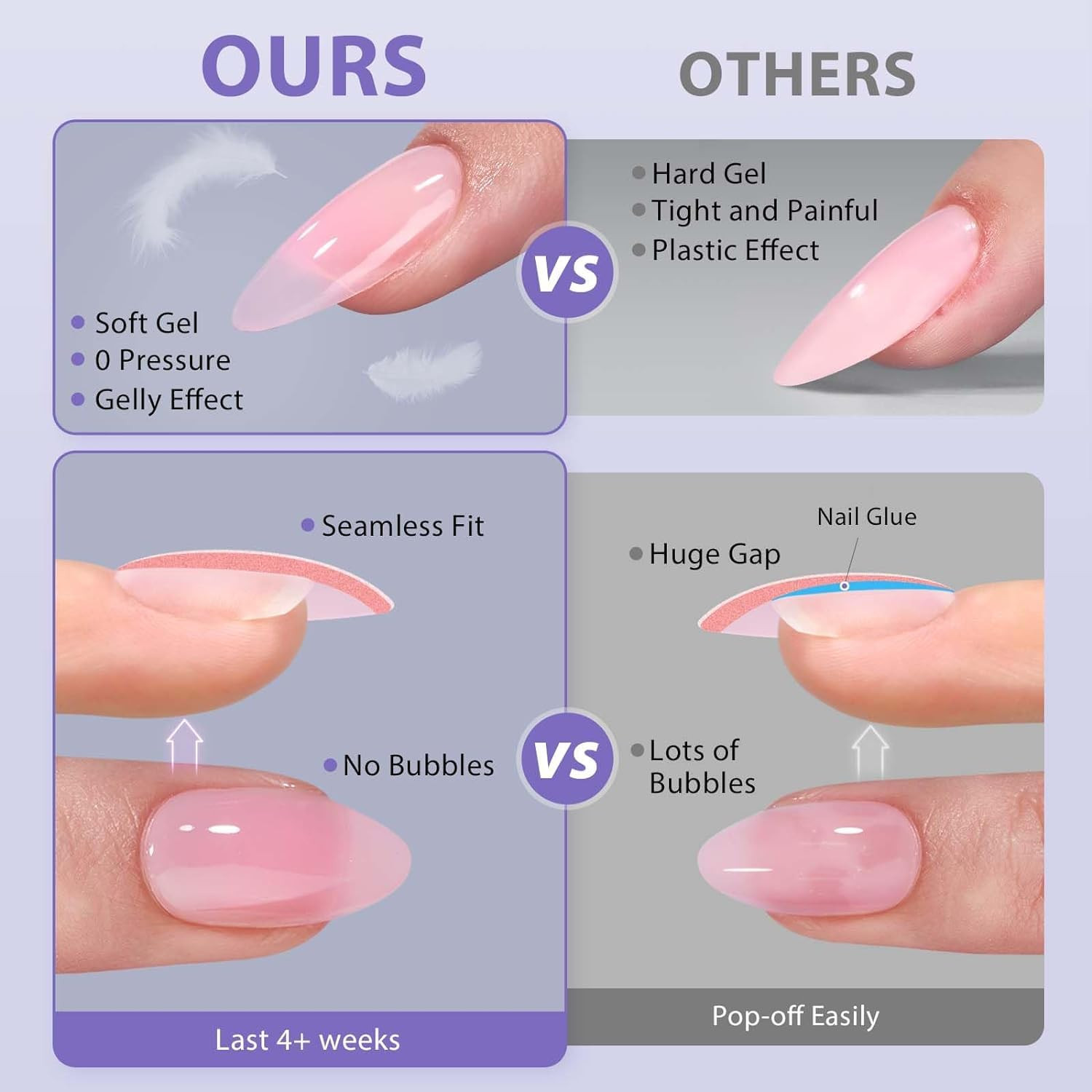 XCOATTIPS Natural Nail Tips Matte- Extra Short Almond Press on Nails Pink, Long