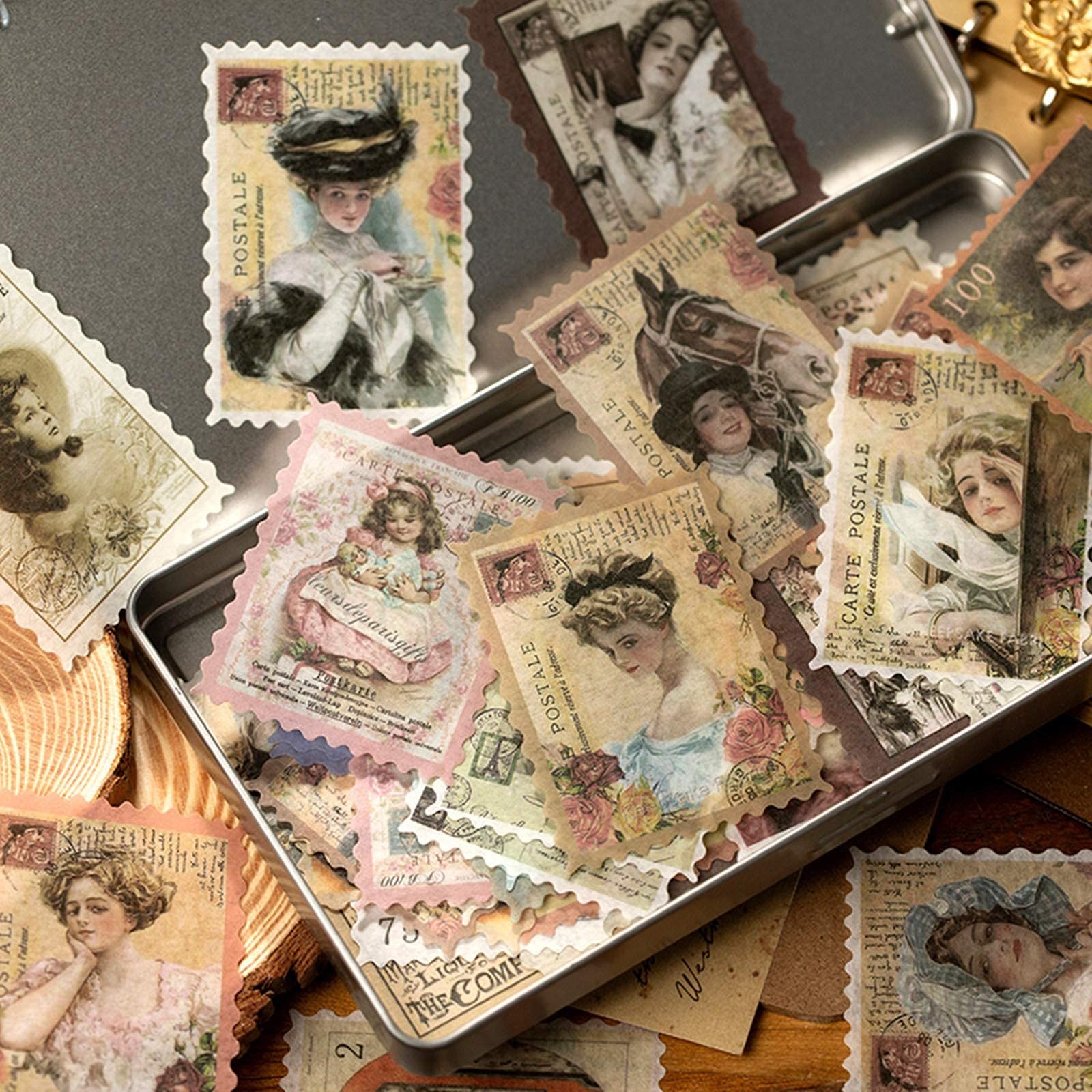 240pcs Vintage Postage Stamp Stickers, Aesthetic Botanical Deco Pap… Fast Ship