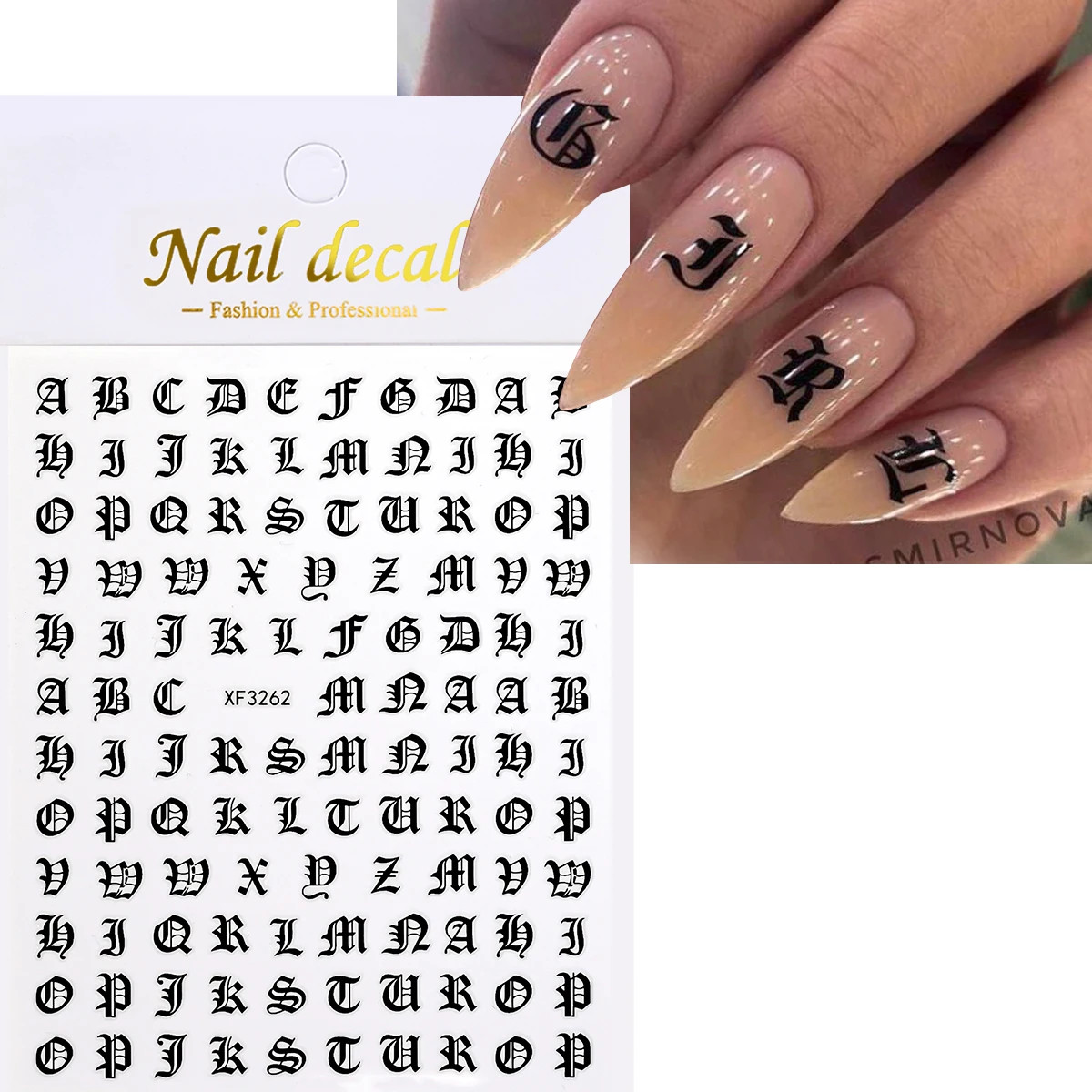 1Pc 3D Alphabet Nail Sticker Laser Silver/Gold 26 English Letters Nail Art Decal