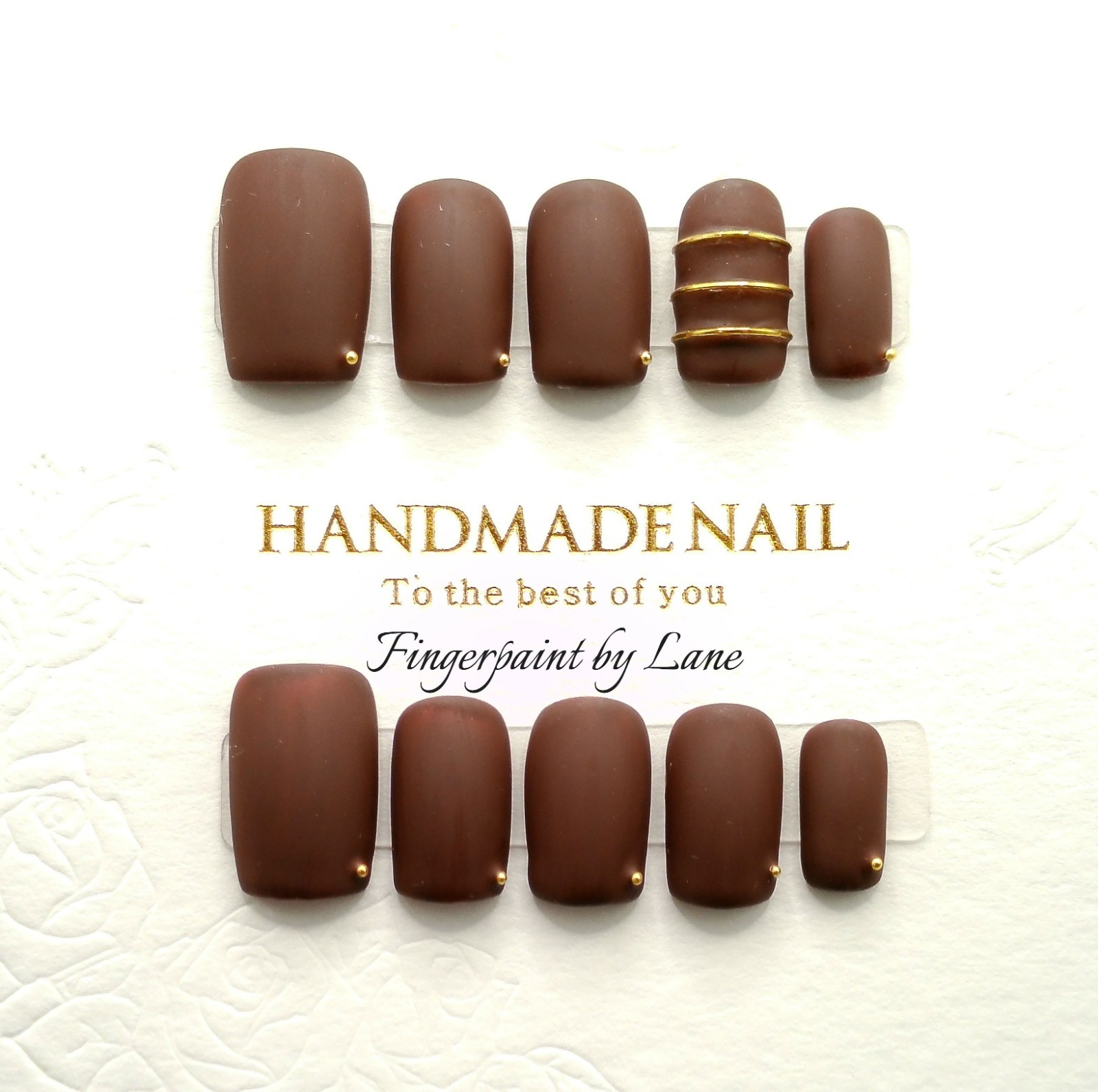 Matte Brown Square Press On Nails – Medium Size