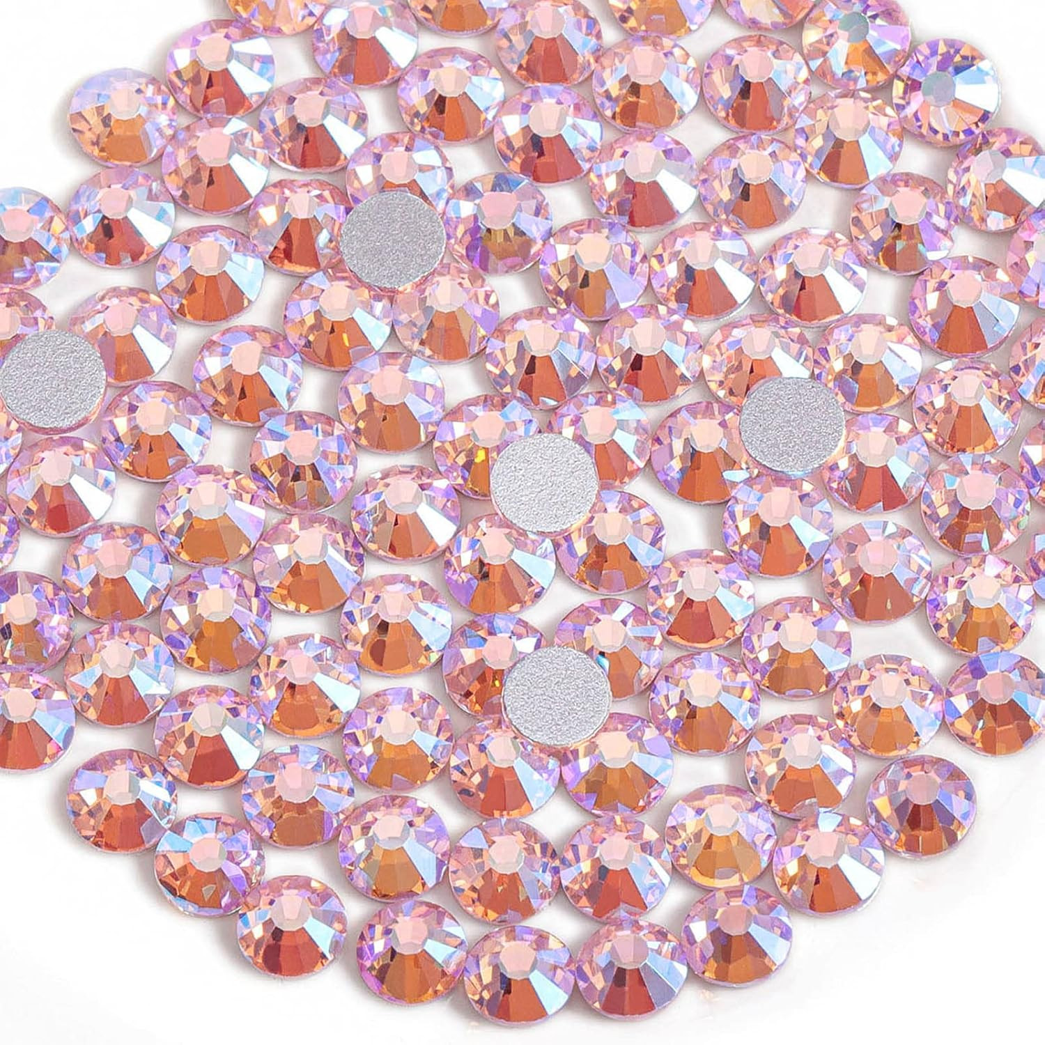 Flat Back Crystal Rhinestones round Gems for Nail Art and Craft Glue Fix, Light