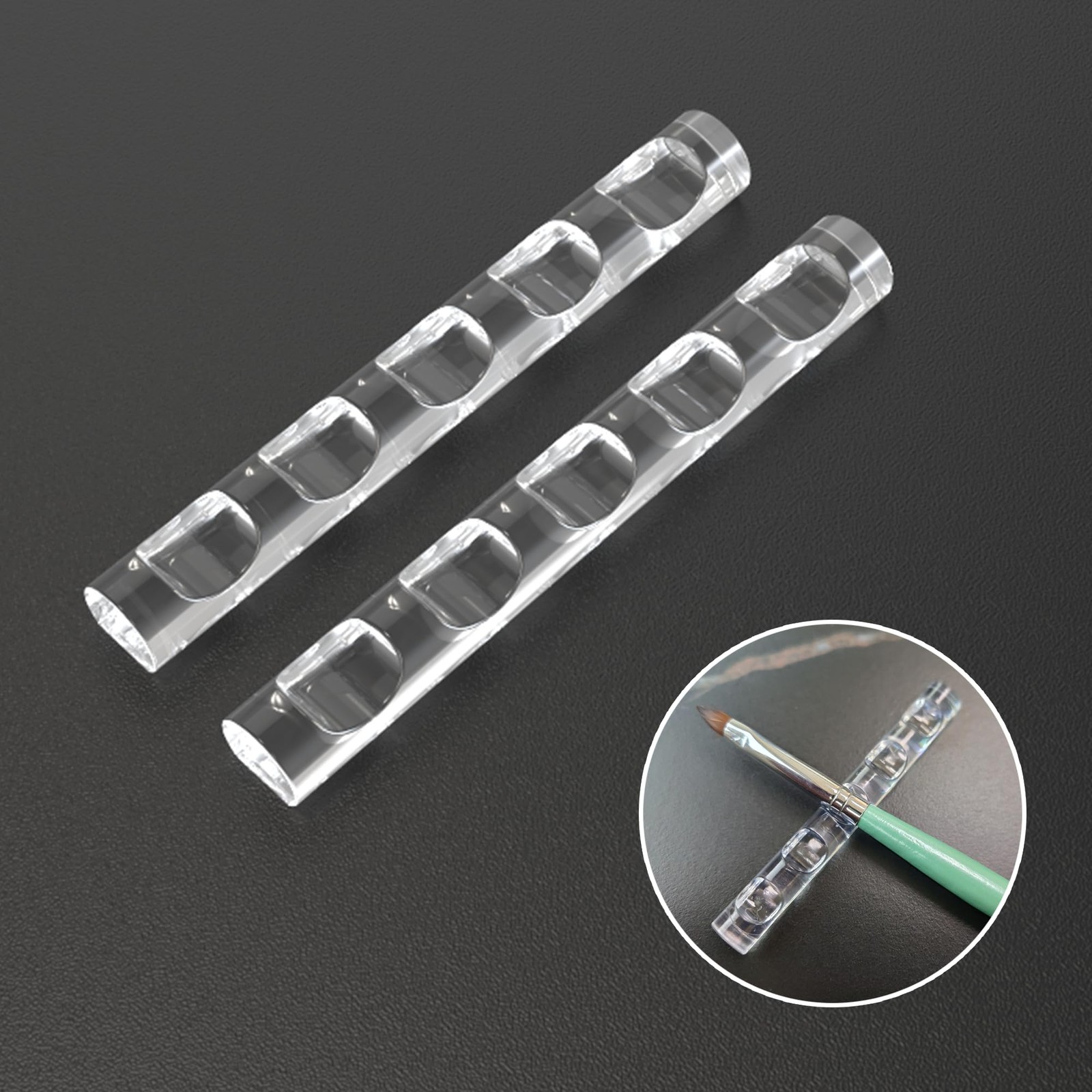 2 Pcs Crystal Bar Pen Holder, Acrylic Nail Art Painting Pen Brush Stand for D…