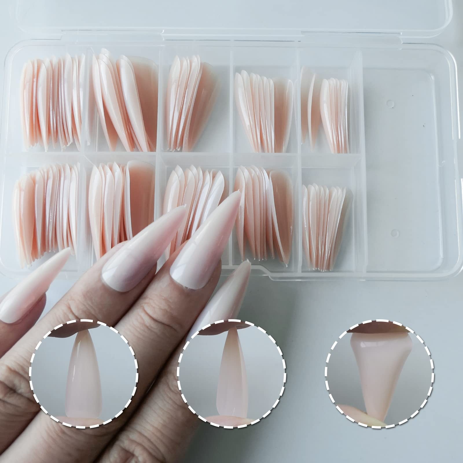 Extra Long Stiletto Glossy Fake Nail 100 PCS Full Cover Acrylic Press on Nail…