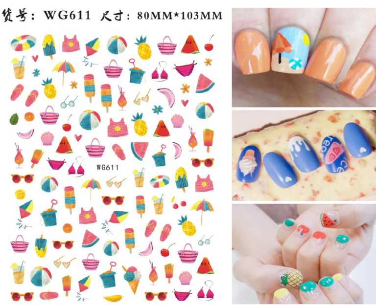 Sea Fish 3D Nail Sticker Dolphin Ocean Turtle Shell Star Mermaid Jellyfish NS35