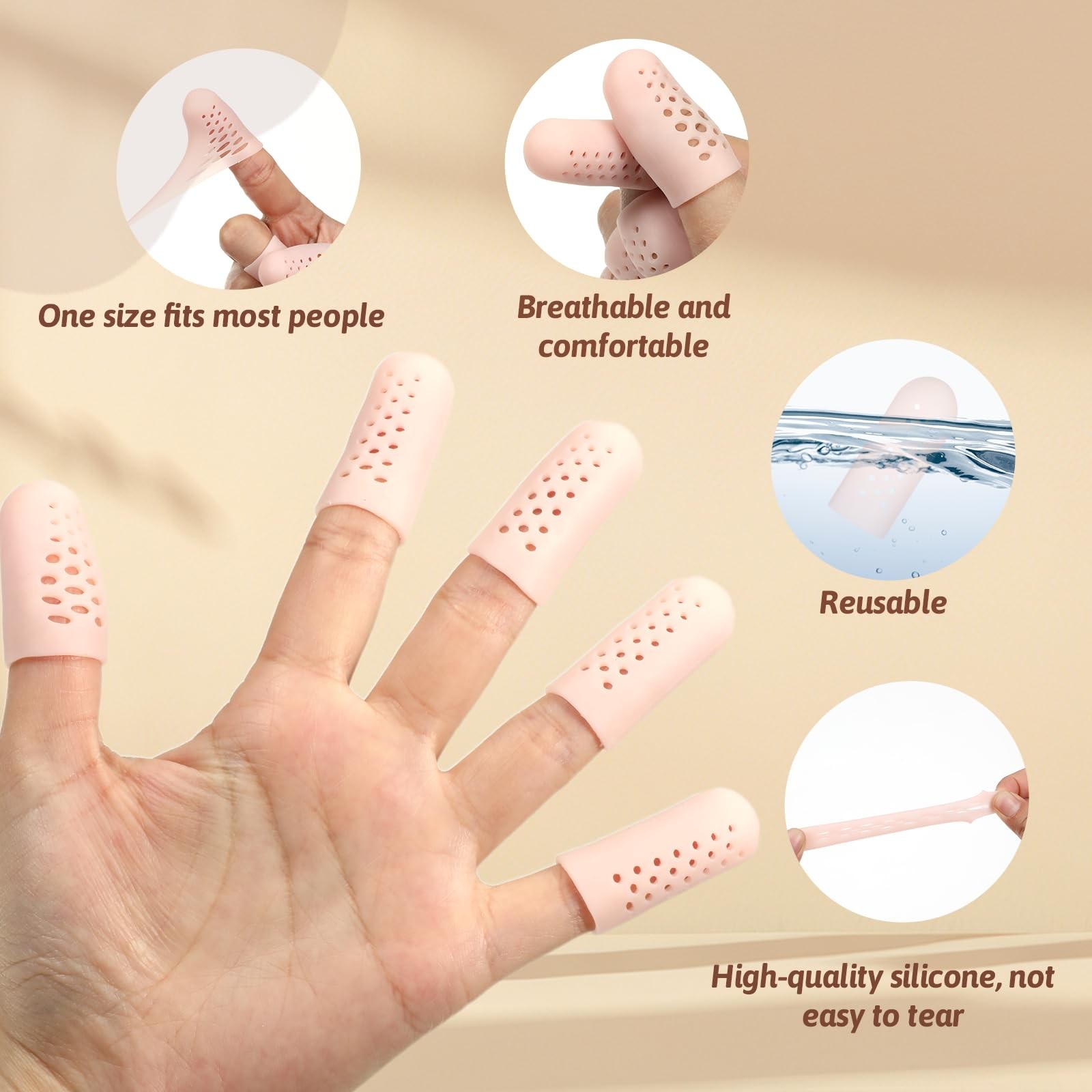 12Pcs Gel Finger Cots w/ Air Holes Silicone Finger Protectors Finger Tips Covers