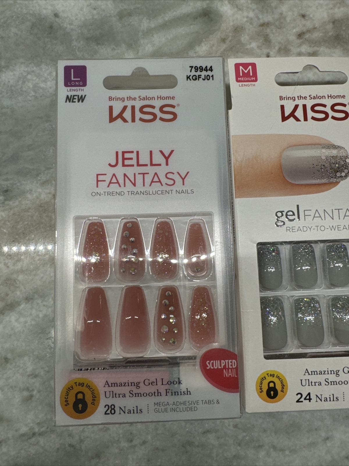 Kiss Nails Jelly Fantasy Press Glue Manicure Long Gel Stiletto Nude Pink Sculpt