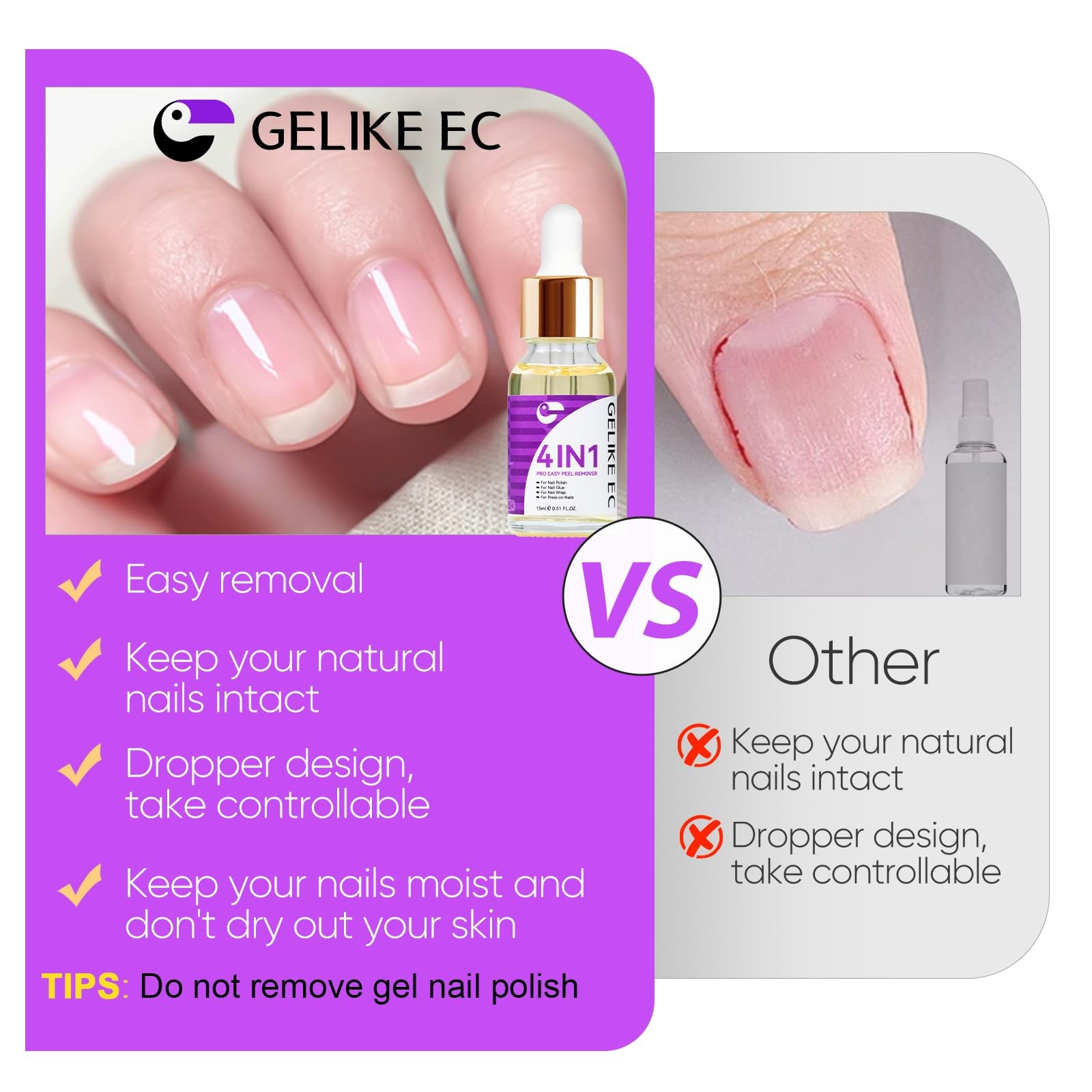 Gelike ec Press On Nail Glue 0.51 Fl Oz (Pack of 1), 0-Nail Remover