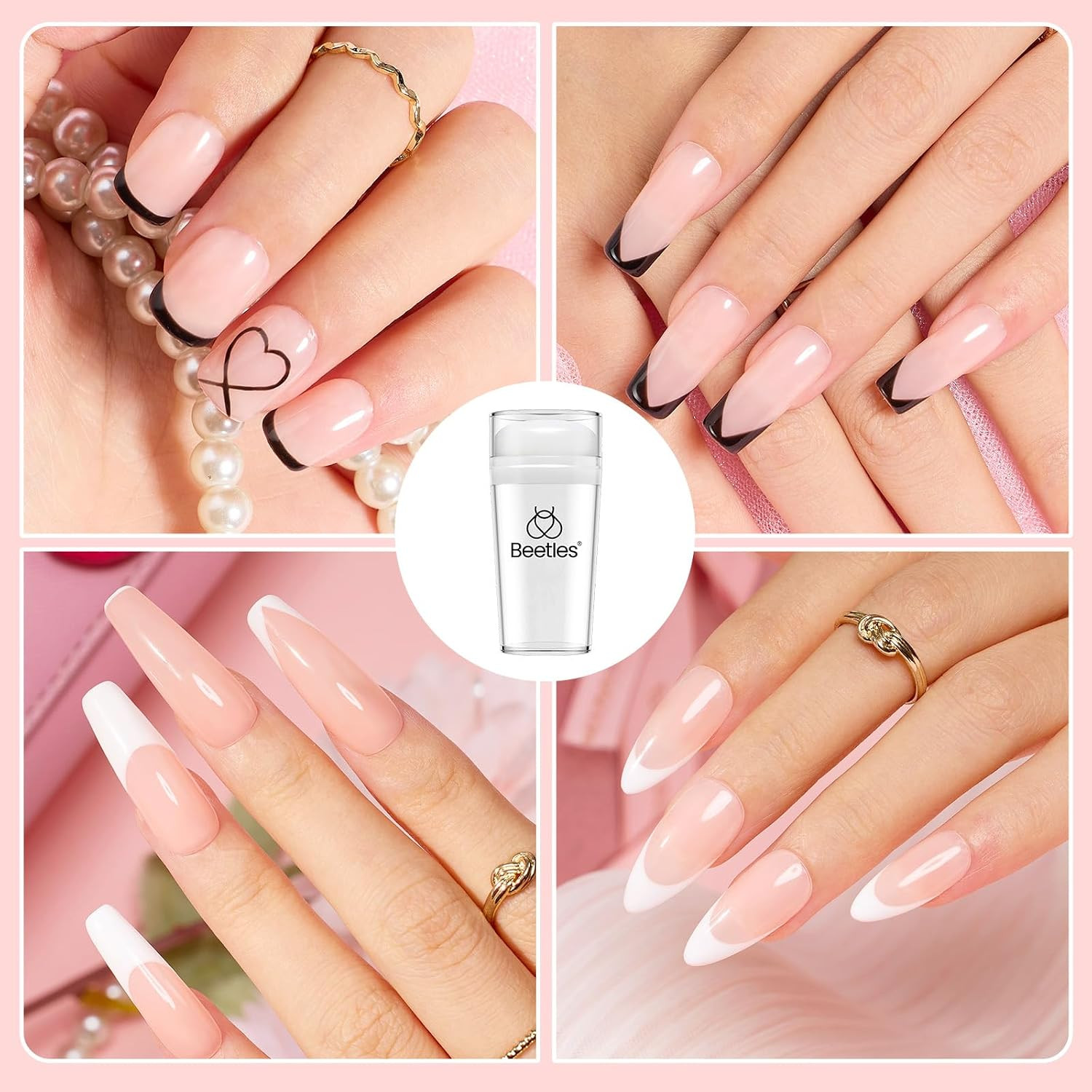 French Tip Tool: Stamp Gel Silicone Nail Stamp Kit | Long Silicone Stamper, Peel