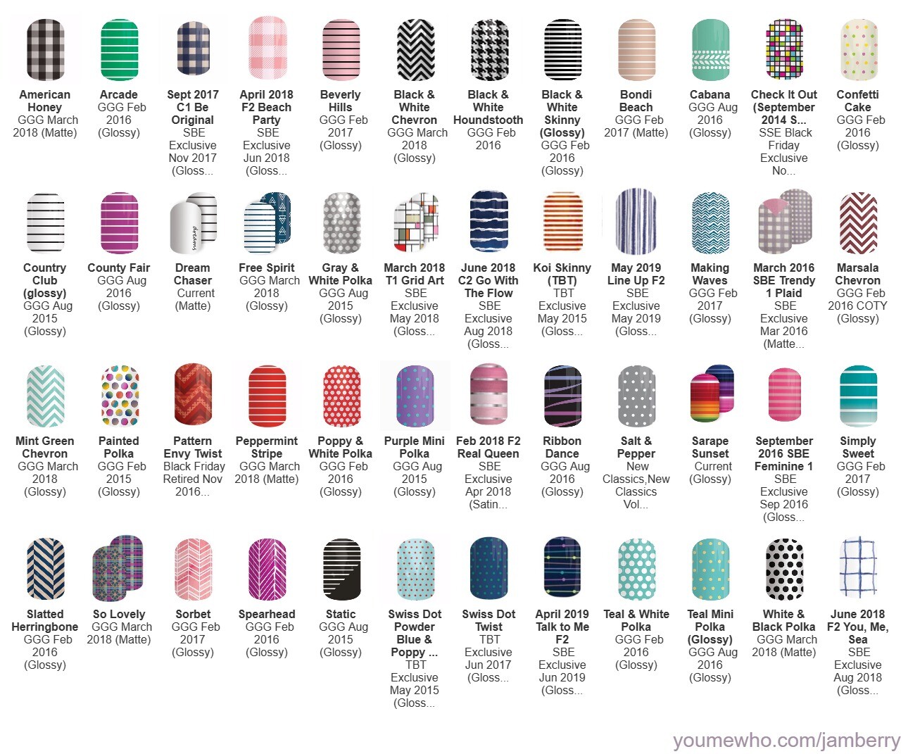 Jamberry Chevron, Stripes, Polka, Plaid Nail Wraps – Half Sheets – Free Ship!