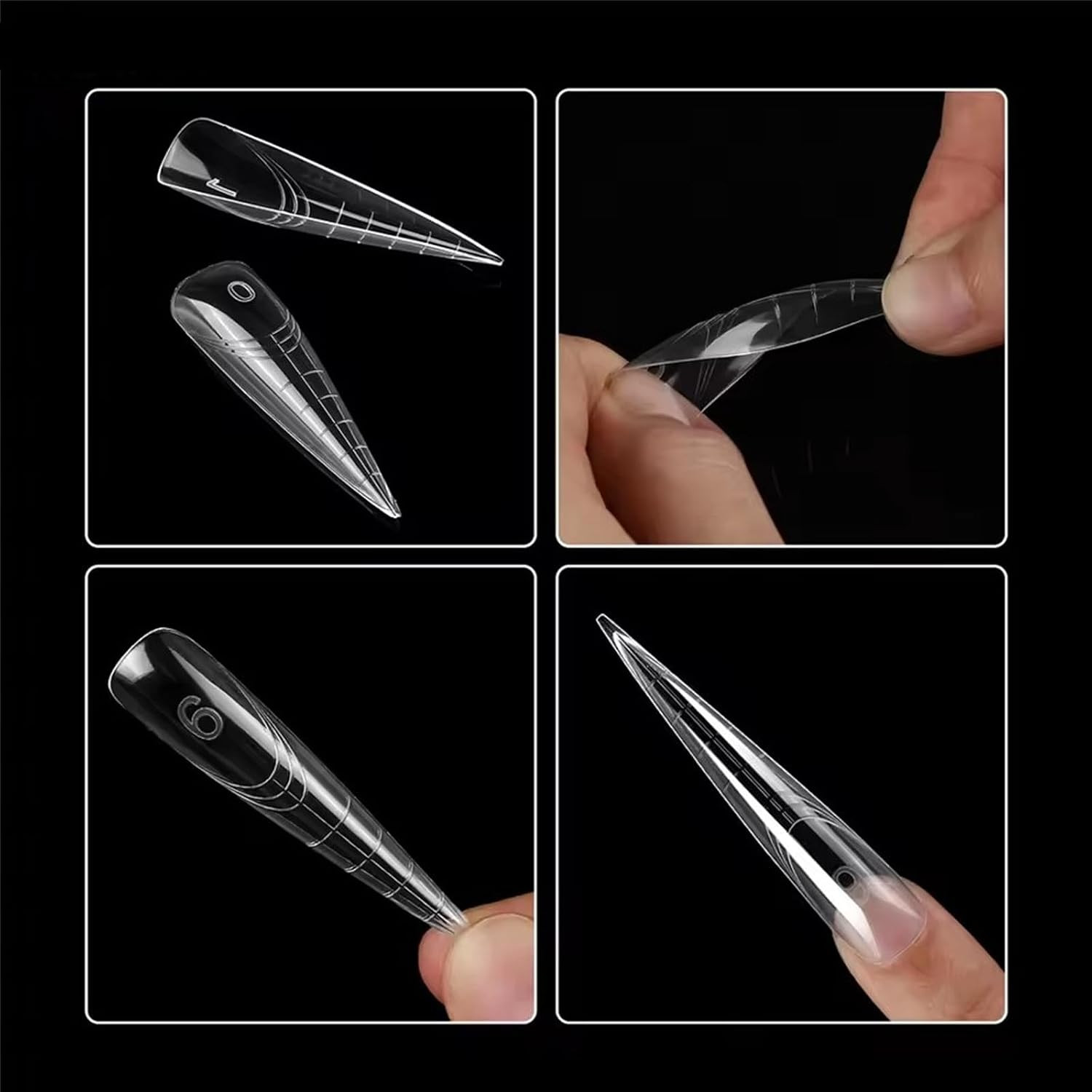 70Pcs Extra Long Stiletto Dual Nails Form for Poly Nail Gel Full Cover Nail Exte
