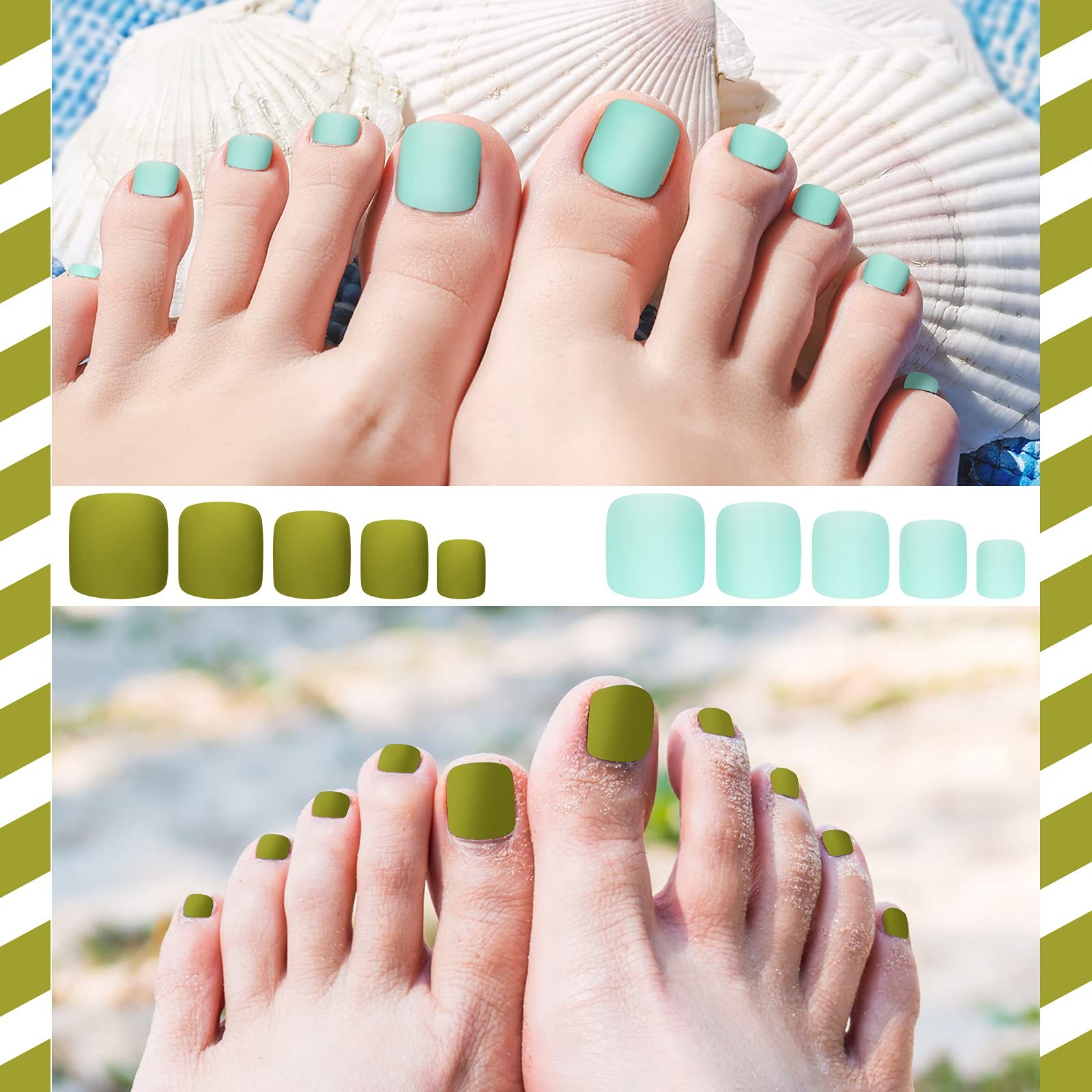 Maitys 336 Pieces 12 Sets Toenail Press on Fake Toe Nails Short Square False …