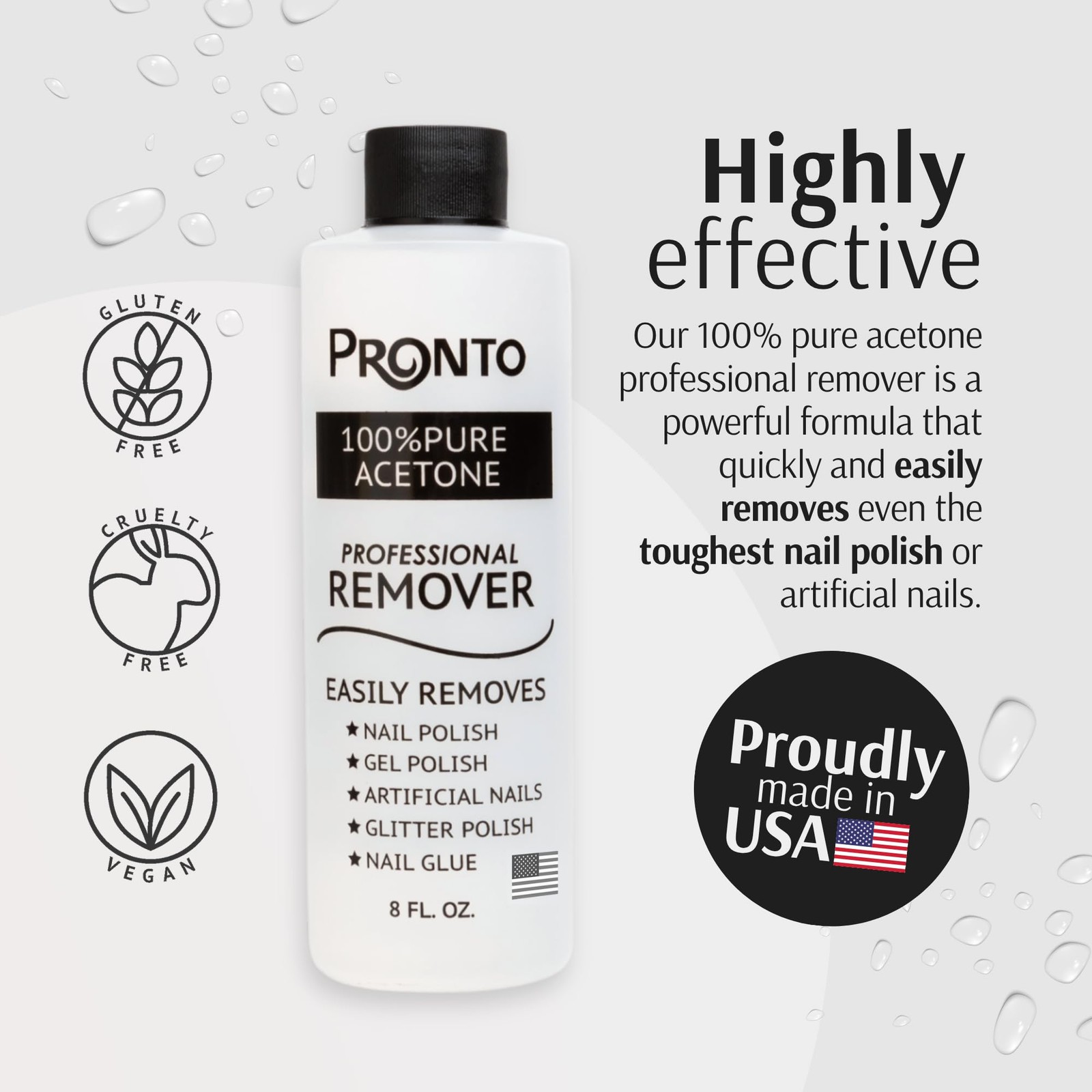 Pronto 100% Acetone Gel Nail Polish Remover – 12 Fl Oz (Pack of 2),