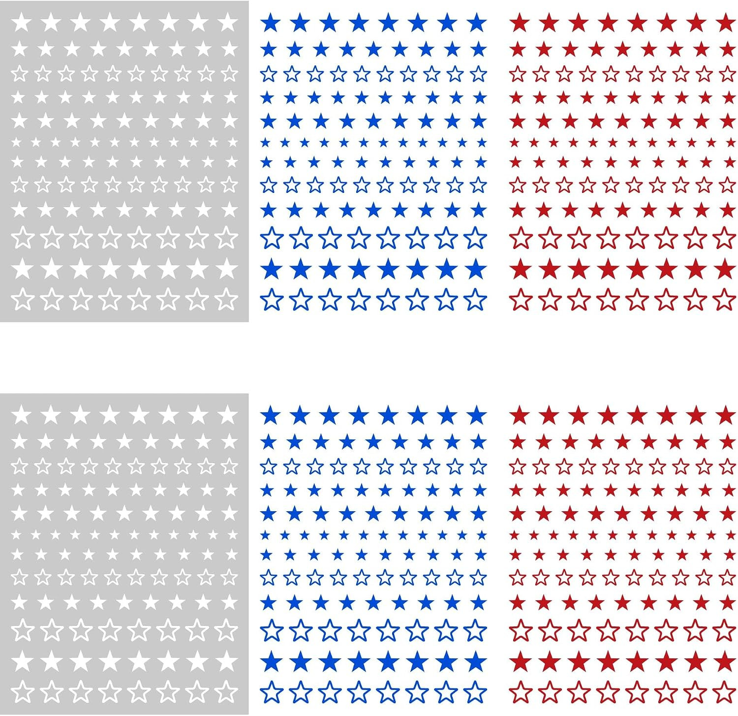 Red Blue White Star Nail Art Stickers, 3D Self-Adhesive 4Th of July Nail
