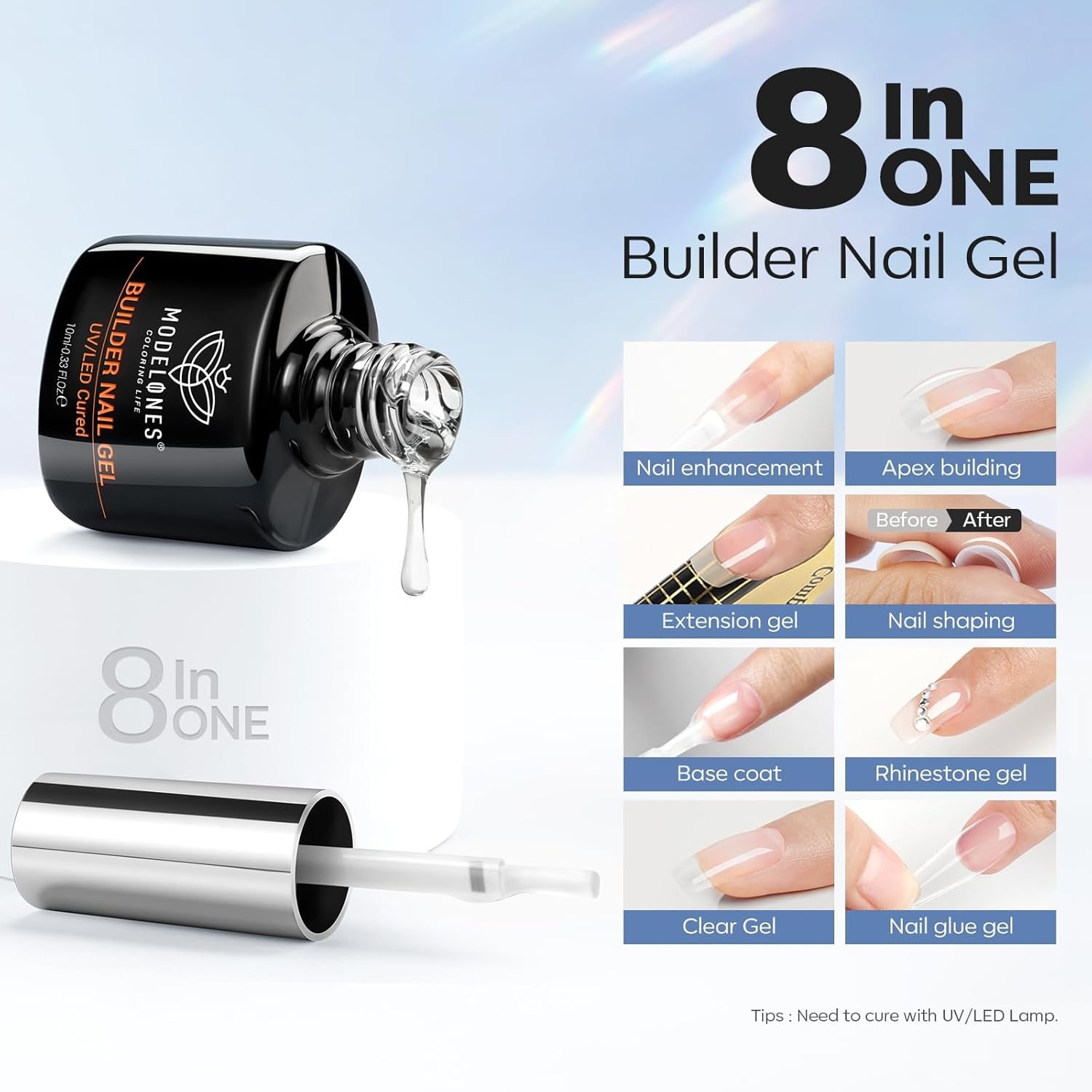 modelones Nail Dehydrator and Primer & Builder 0.33 Fl Oz (Pack of 3), Clear