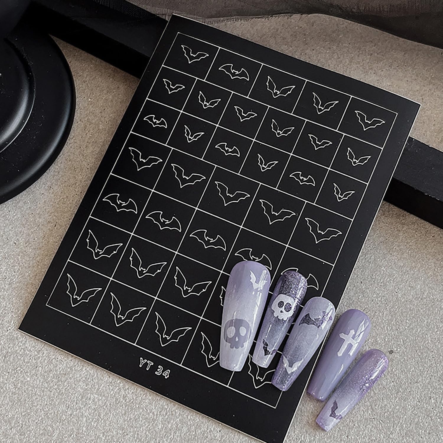 Halloween Airbrush Stencils Nail Sticker, Skull Ghost Bat Nail Art Stickers Nail