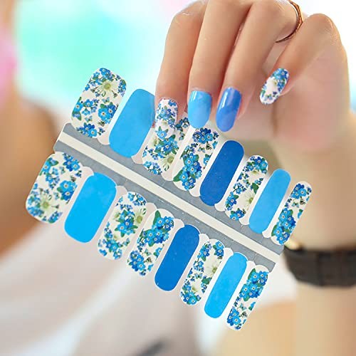 5 Sheets Flower Nail Wraps for Women Nail Polish Strips Flower, Solid Color