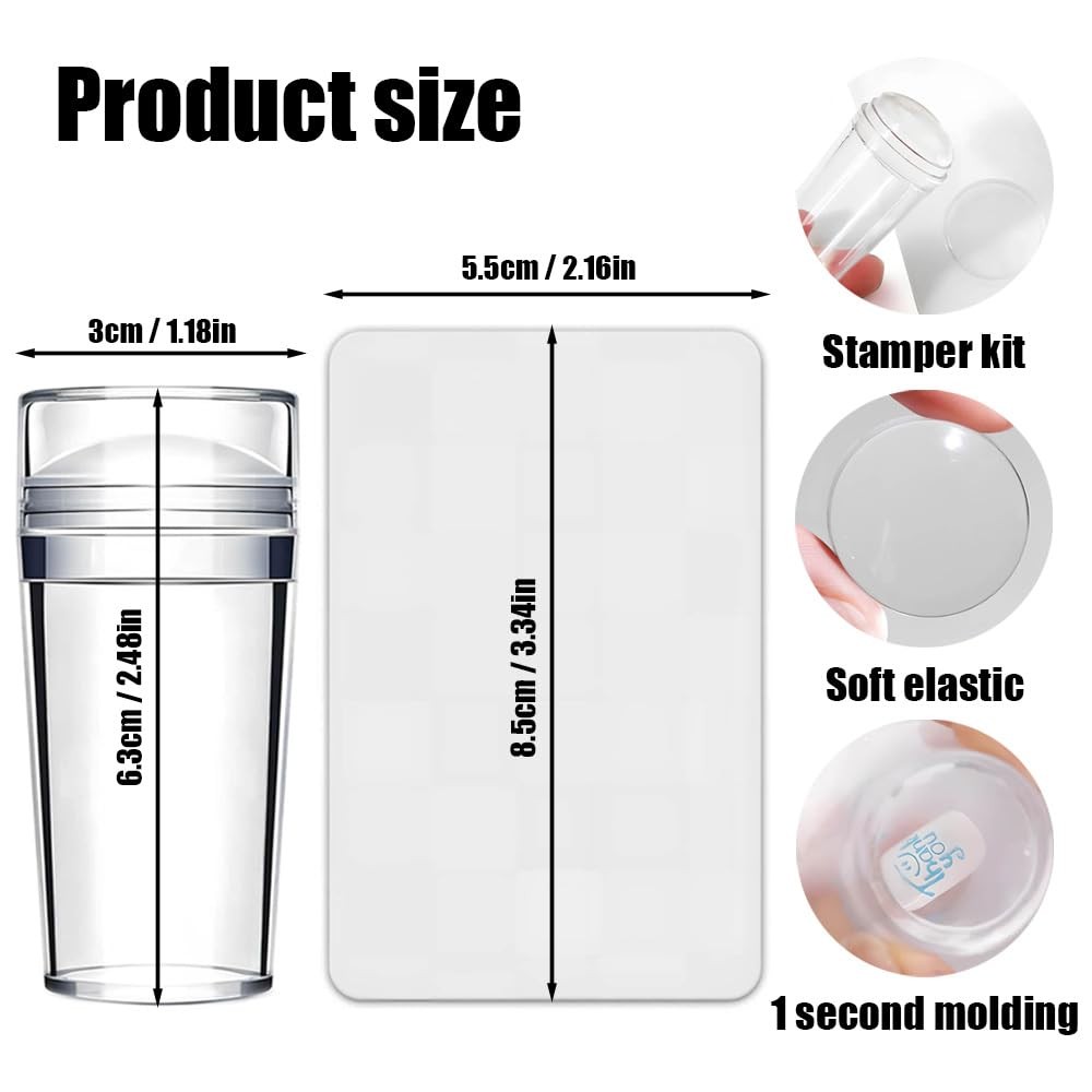 French Tip Tool,Nail Art Stamper Kit,Clear Silicone Stamping Jelly With Scrap…
